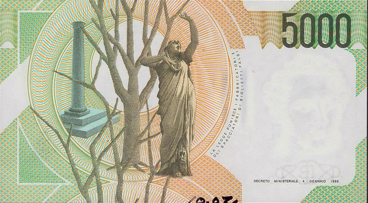 Italy 5000 1985 UNC P-111/A